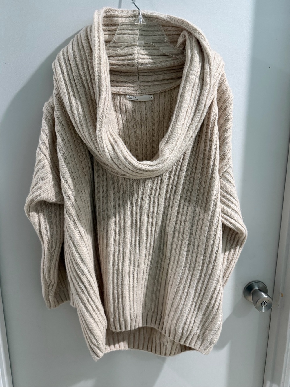 OAK + FORT Cream Ribbed Cowl Neck Sweater, size small - Picture 5 of 8
